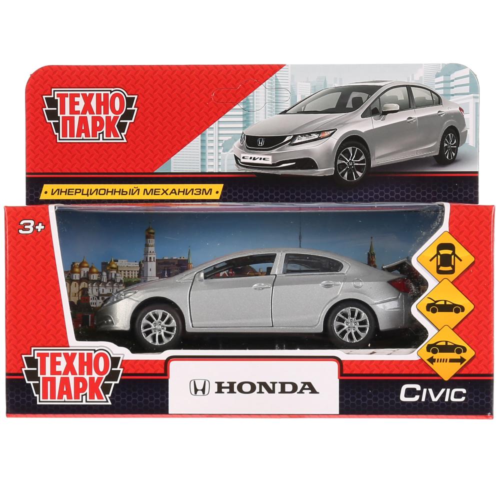 Machine en métal "HONDA CIVIC" 12 cm, ouverte. двери, инерц, серебристый, в кор. Parc technologique dans le cor.2*36шт