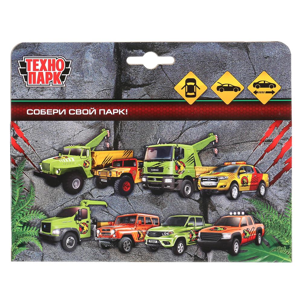 Технопарк. Модель "Hummer H1 Пикап" 12см+динозавр 9см, метал дв.,баг.инерц. арт.SB-18-09-H1+DINO(WB)