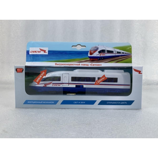 Модель металл свет-звук САПСАН ЭЛЕКТРОПОЕЗД САПСАН 19см,двери,1кноп,бел,кор. Технопарк в кор.2*36шт