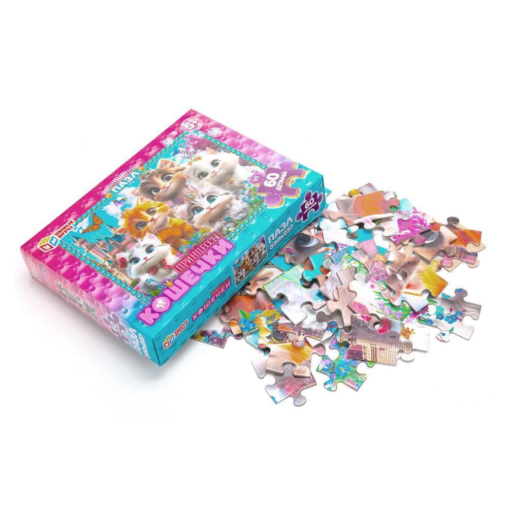 Кошечки Принцессы. Пазлы в коробке 60 деталей. 190х141х35 мм. Умные игры в кор.24шт
