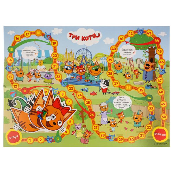 Настольная игра-ходилка Три кота, с масками. в кор. Умные игры в кор.20шт