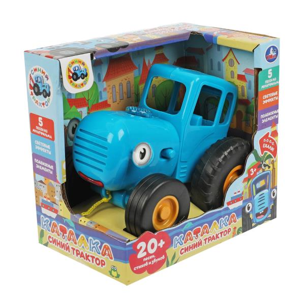 Музыкальная каталка СИНИЙ ТРАКТОР 20 песен,стихов и звуков.свет.кор.бат. Умка в кор.72шт