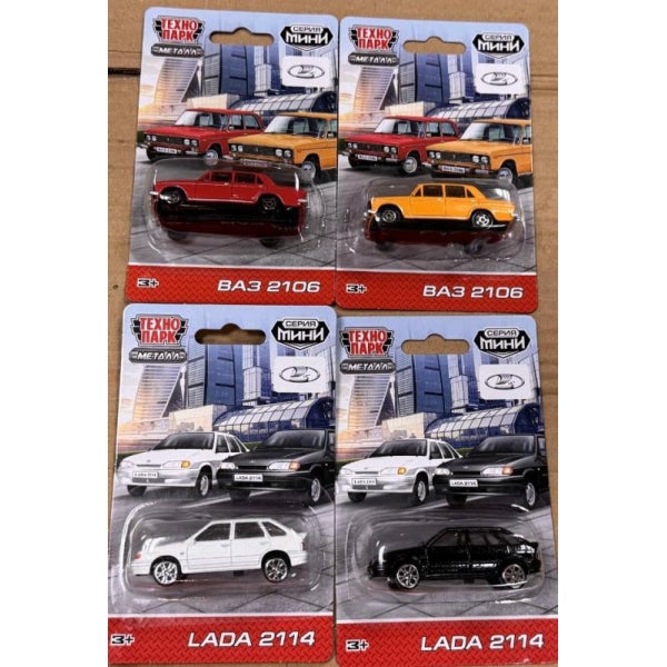 Машина металл машина металл vaz 2114 + 2106 7,5 см, МИКС, дисп. Технопарк в кор.144шт