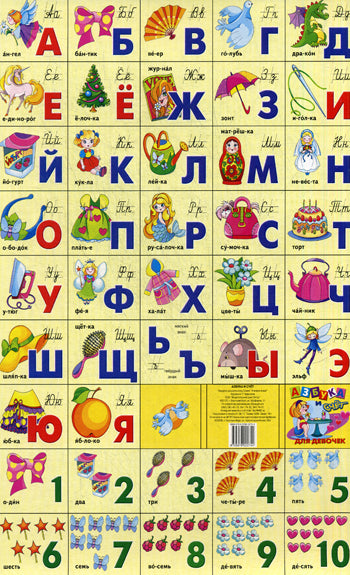Для девочек.Азбука русская+счет разрез.