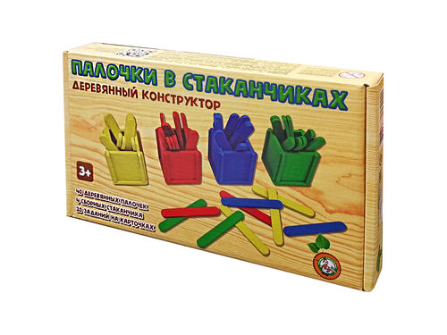 Игра развивающая деревянная "Палочки в стаканчиках"