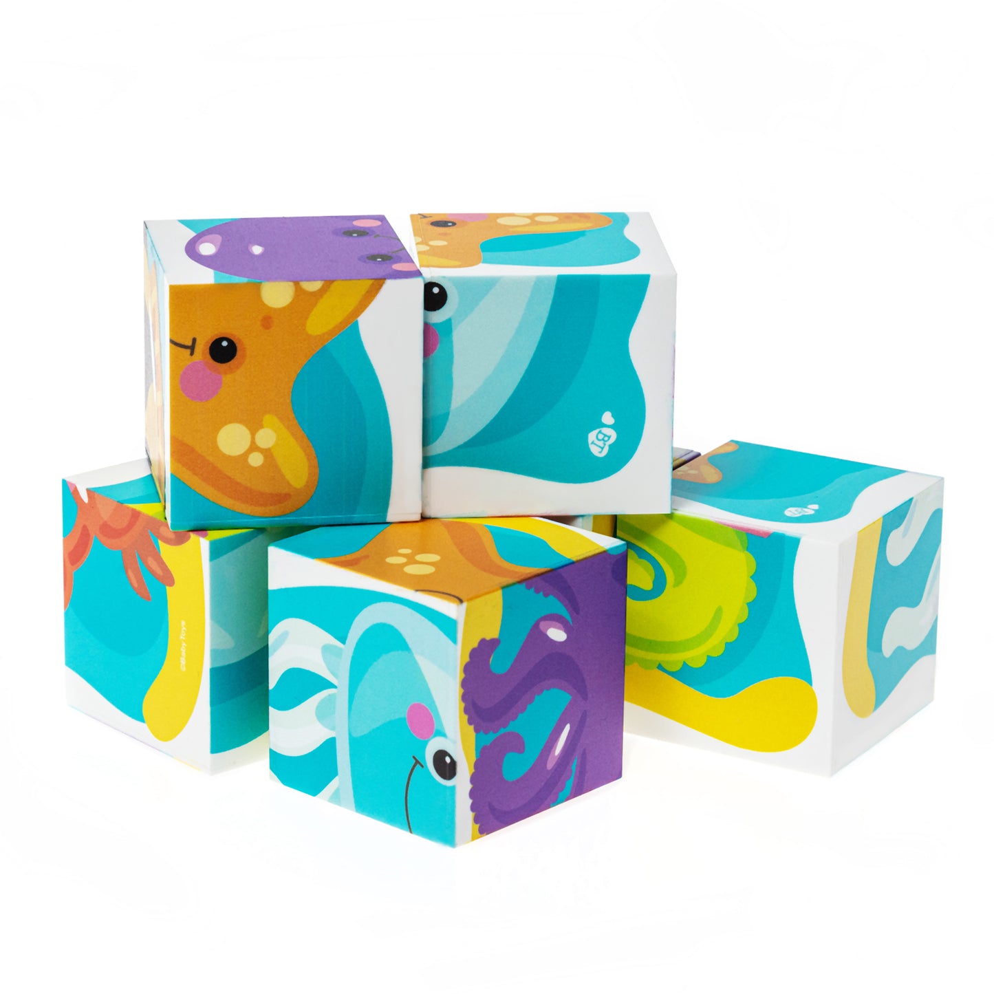 Кубики "Обитатели моря" (без обклейки) 6 шт Baby Toys