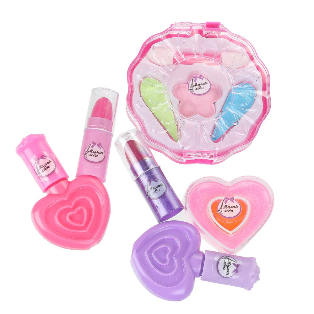 Косметика ДЛЯ ДЕВОЧЕК тени д/век, блеск д/губ, помада, лак д/ногтей МИЛАЯ ЛЕДИ в кор.2*120шт