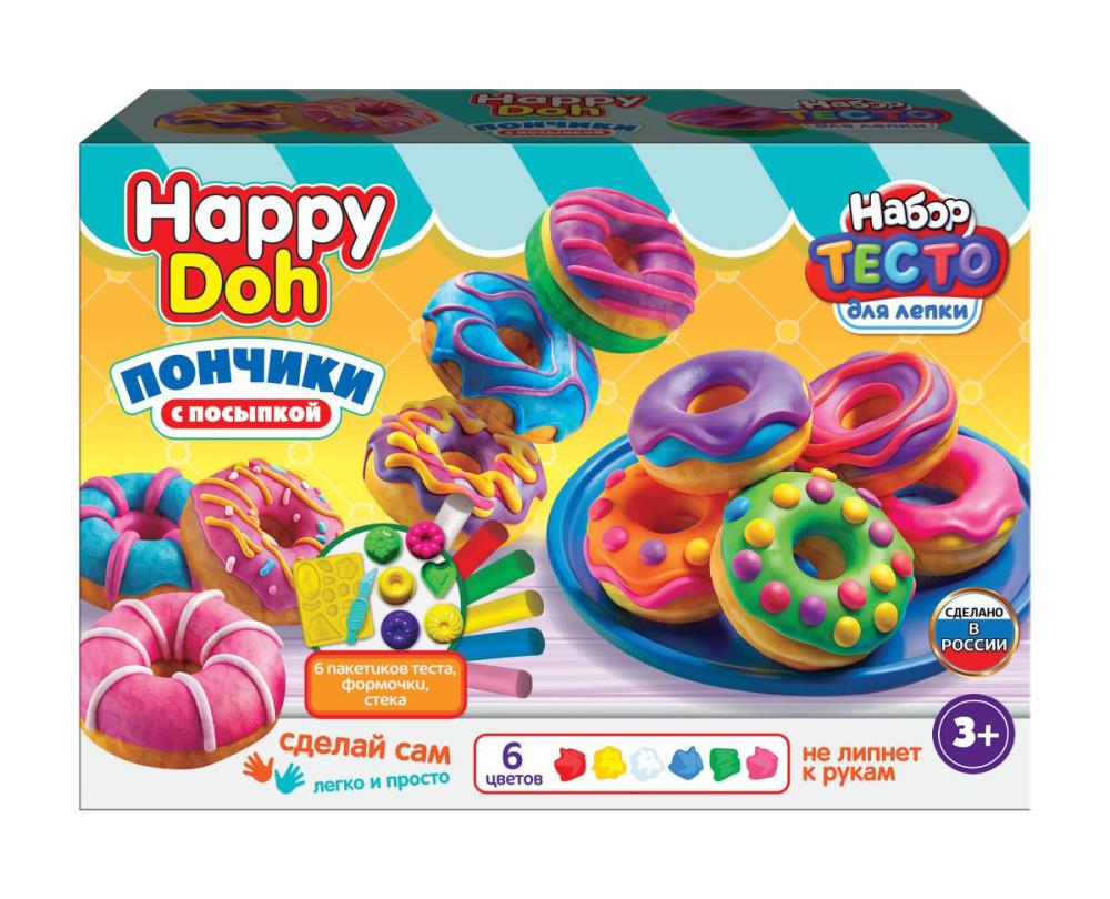 Набор для лепки с формочками пончики, 24 см HAPPY DOH в кор.8шт
