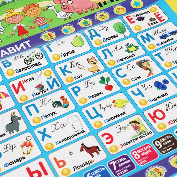 Односторонний плакат Синий ТРАКТОР 2в1. 300 песен, стихов, звуков. умка Умка в кор.48шт