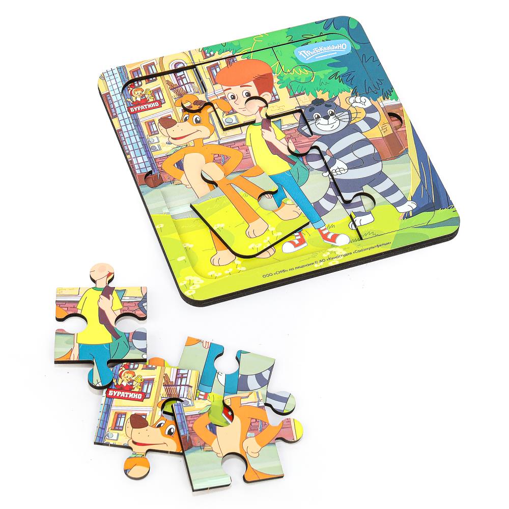 Игрушка деревянная пазл 15*15 см. СОЮЗМУЛЬТФИЛЬМ терм. пакет Буратино в кор.20шт