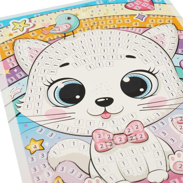Набор д/детского тв-ва с аппликацией мягкая мозаика (17х23 см) котенок МУЛЬТИ АРТ в кор.100шт