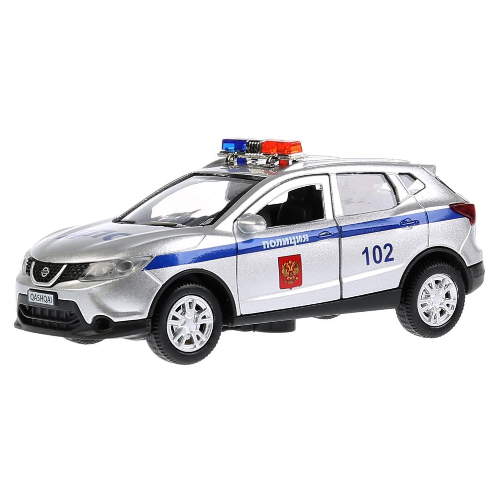 Машина металл свет-звук NISSAN QASHQAI ПОЛИЦИЯ 12 см двер, багаж, инер. кор. Технопарк в кор.2*36шт