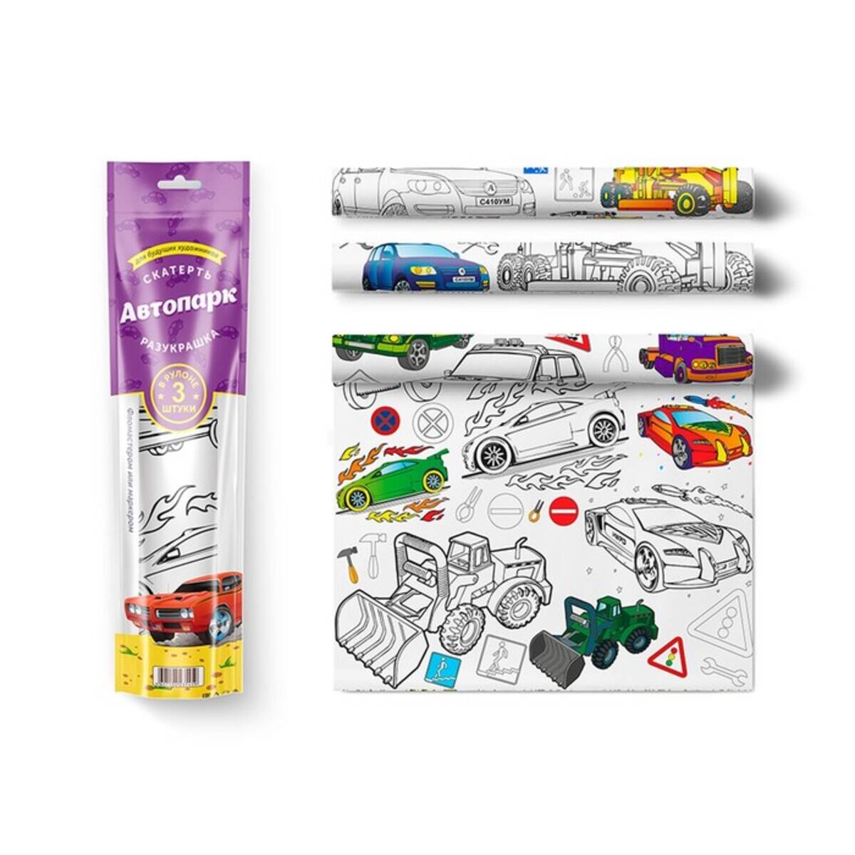 Скатерть ButtenFilm 1100х3600х0,060 25/1 белый Скатерть Автопарк 1