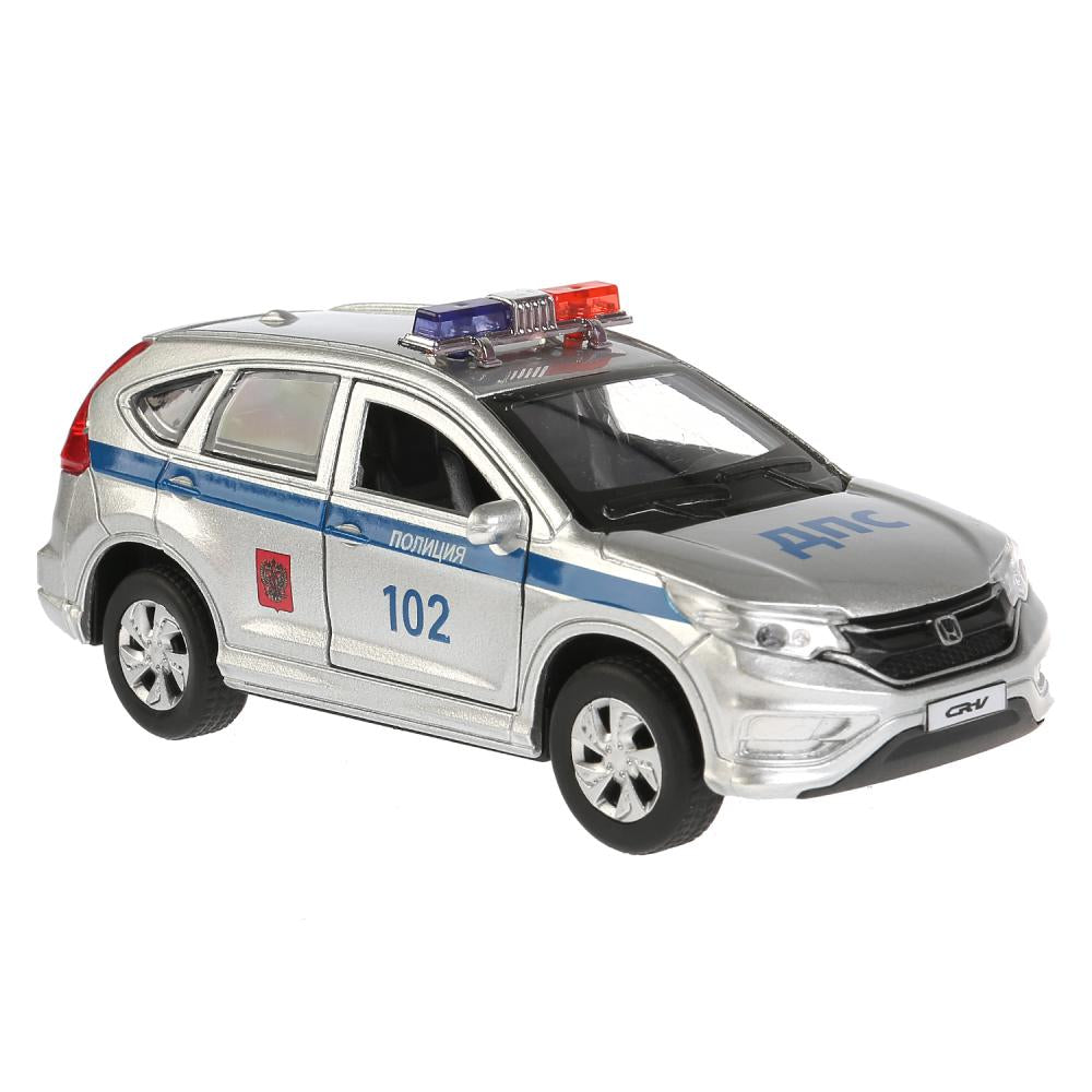 Машина металл "HONDA CR-V ПОЛИЦИЯ", длина 12см, открыв. двери, инерц, в кор. Технопарк в кор.2*36шт