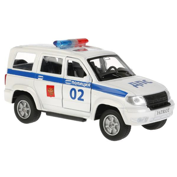 Машина металл UAZ patriot ПОЛИЦИЯ, 12 см, двери, багаж., инерц., кор. Технопарк в кор.2*24шт
