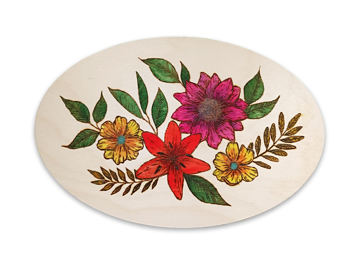 Выжигание. Дощечка для выжигания "Цветы" (овал, конверт А4)