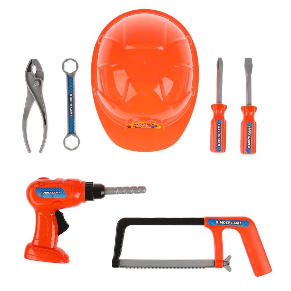 НАБОР ИНСТРУМЕНТОВ С КАСКОЙ "ИГРАЕМ ВМЕСТЕ" НА РУССКОМ. КОР. 40*32*6,3СМ в кор.2*18шт