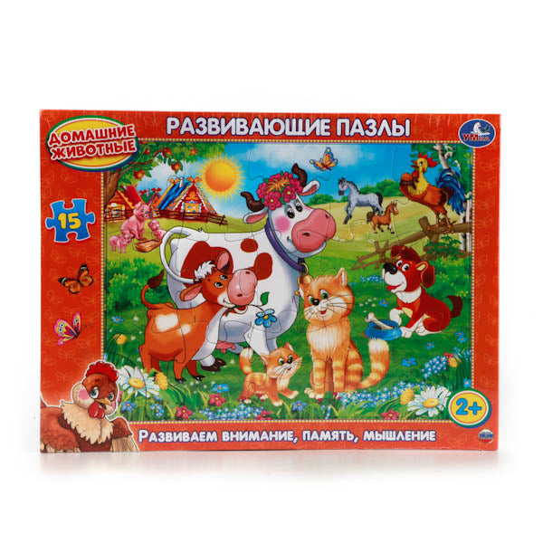 4690590102121 217705 РАЗВИВАЮЩИЕ ПАЗЛЫ В РАМКЕ "УМКА" ДОМАШНИЕ ЖИВОТНЫЕ. 15Д. 29*22*0,3СМ в кор.50