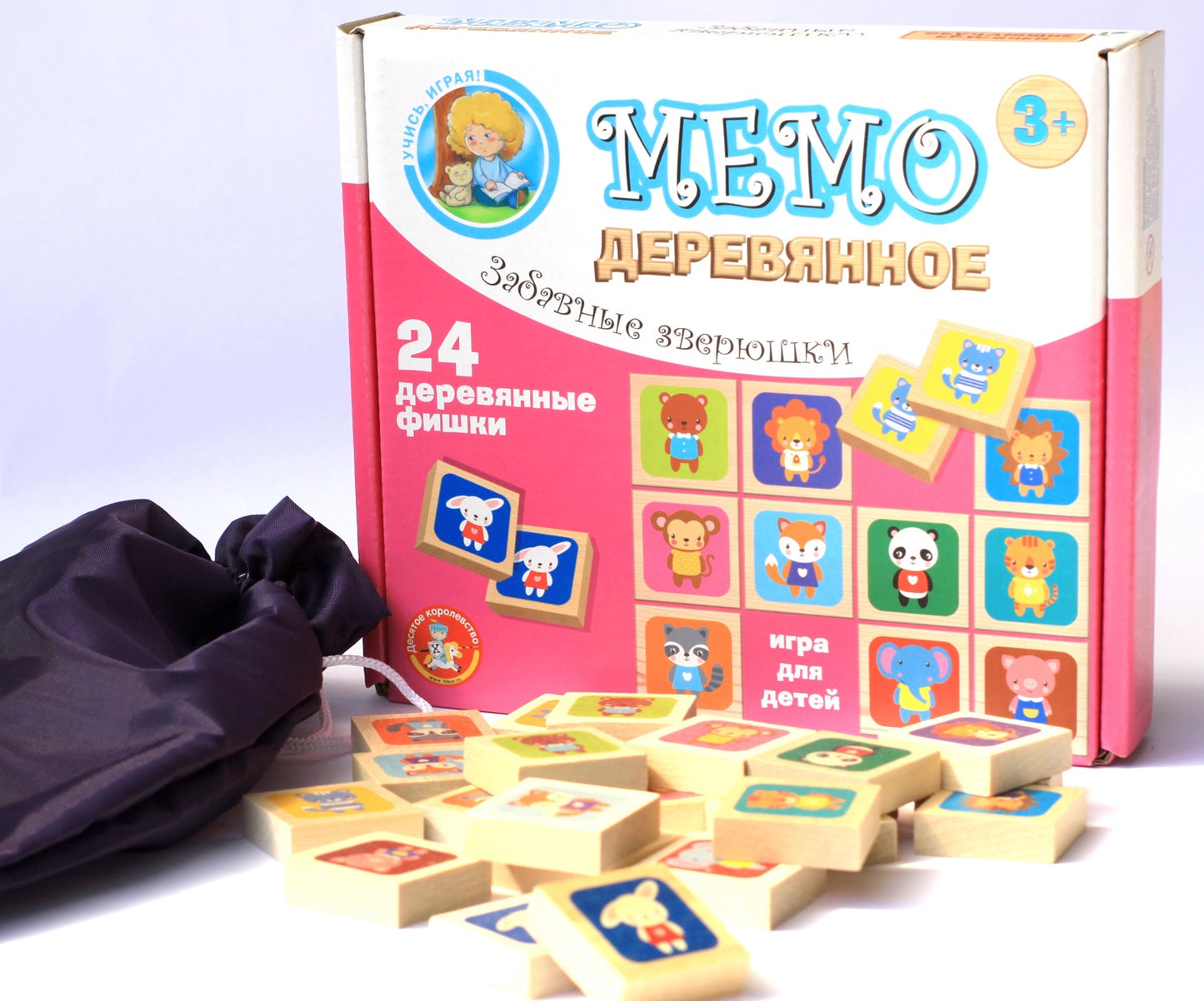 Игра настольная МЕМО деревянная "Забавные зверюшки"