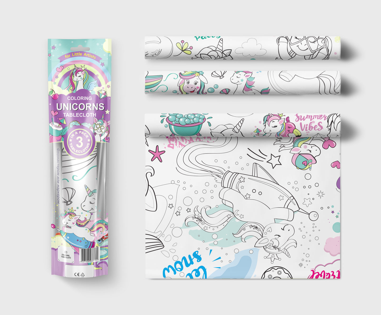 Скатерть ButtenFilm 1100х3600х0,060 25/1 белый Скатерть Единороги