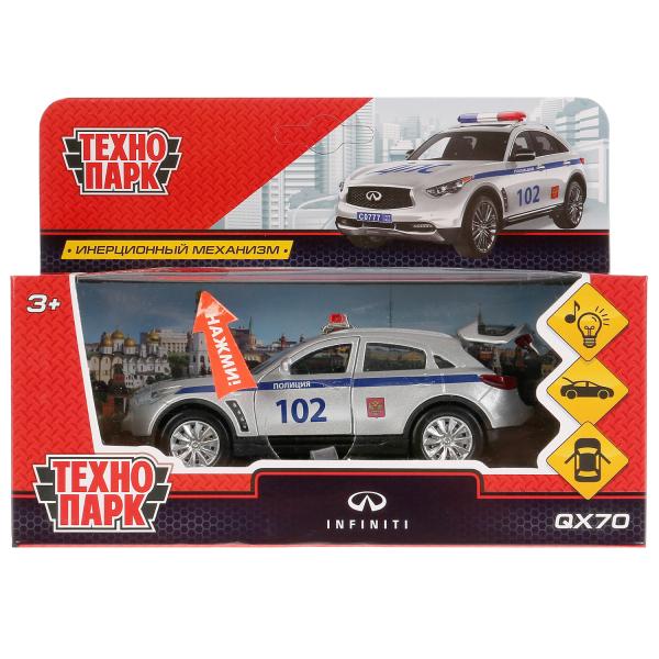 Машина металл свет-звук "INFINITI QX70 ПОЛИЦИЯ" 12см, открыв. двери, инерц., Технопарк в кор.2*36шт