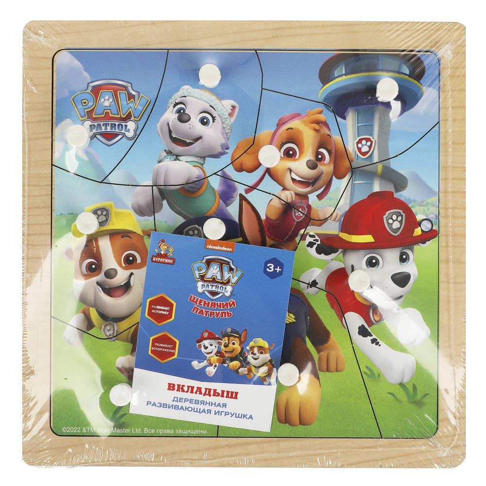 Игрушка деревянная рамка-вкладыш с ручками Щенячий Патруль 17*17 см, термопак Буратино в кор.20шт