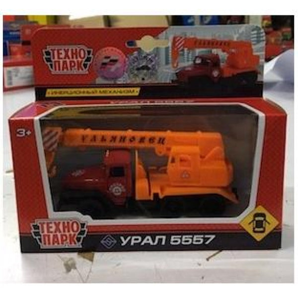 Технопарк. Урал "Кран" арт.SB-16-54-B-WB(20-1) металл 12 см, двери, подвиж. детали, инерц., кор.