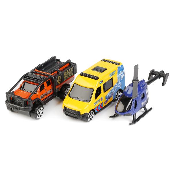 НАБОР ИЗ 3-Х МАШИН "ТЕХНОПАРК" МЕТАЛЛ. 7,5СМ В АССОРТ, (РУСС.УП.) В КОР. dans кор.2*84наб