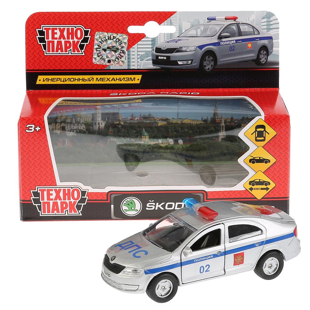 Машина металл SKODA Rapid полиция 12см, открыв двери и багажник, инерц. в кор Технопарк в кор.2*24шт