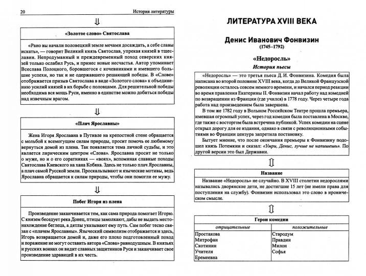 Литература в таблицах и схемах