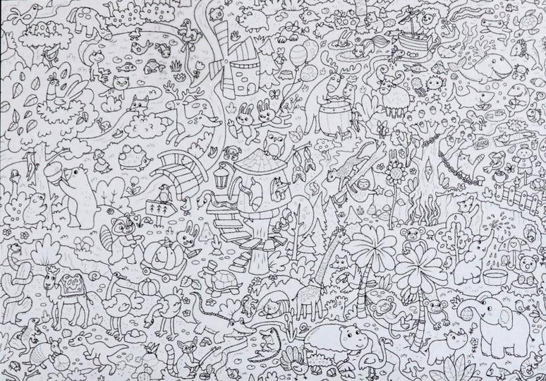 РАСКРАСКА-ГИГАНТ. ОЗОРНЫЕ ЗВЕРЯТА