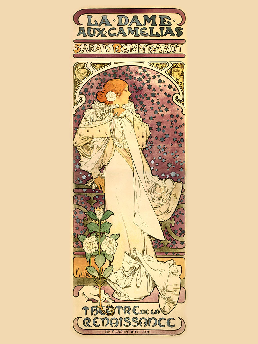 Постер.Альфонс Муха.Дама с камелиями. Афиша с Сарой Бернар. Формат А3.