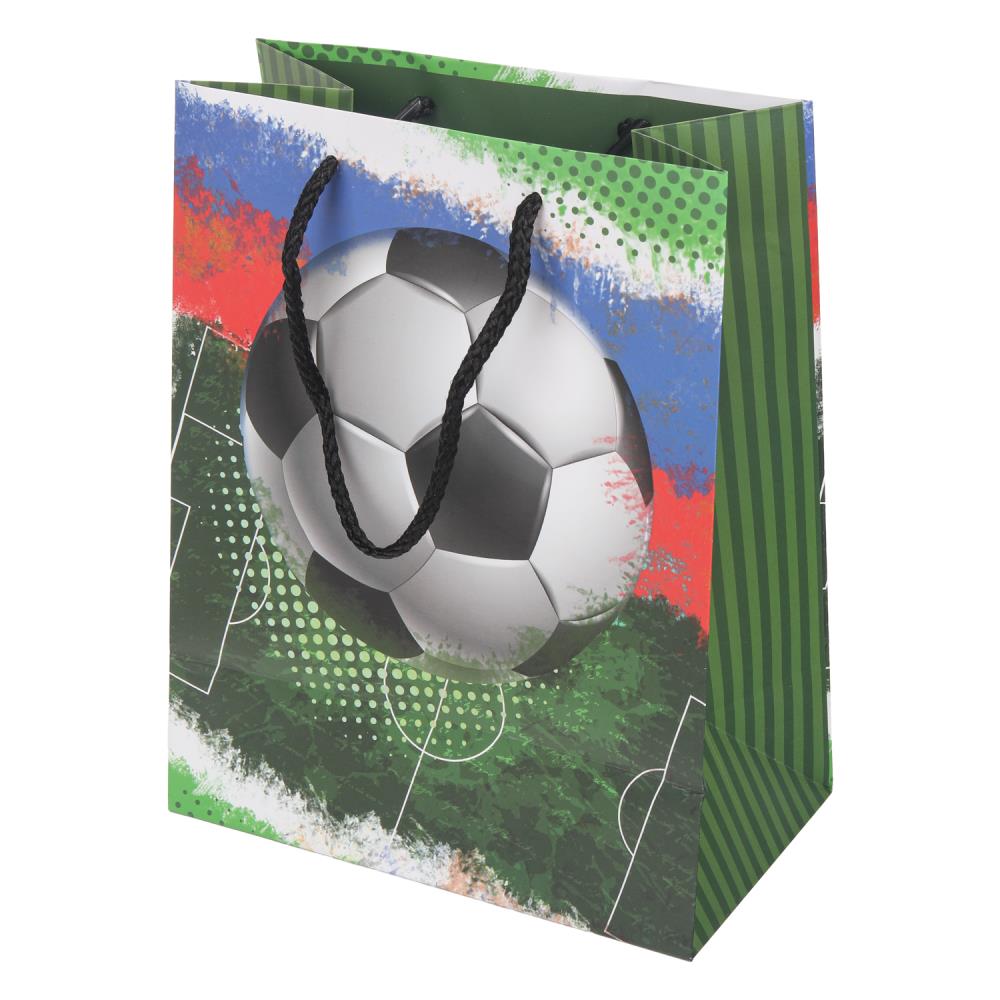 Пакет подарочный МАТОВЫЙ м,футбол,140 гр/м2 ЧУДО ПРАЗДНИК в кор.12*12шт