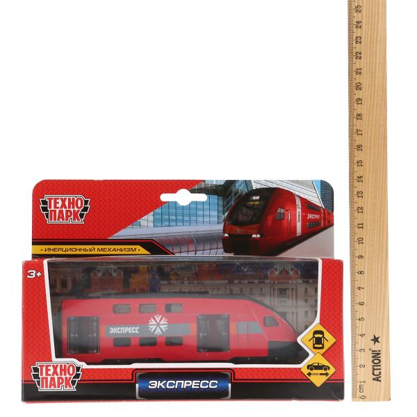 Машина металл поезд экспресс 16см, открыв. двери, инерц. на русском. кор. Технопарк в кор.2*24шт
