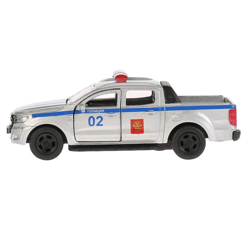 Машина металл FORD Ranger пикап полиции 12см, открывающий. двери, инерц. в кор. Технопарк в кор.2*24шт