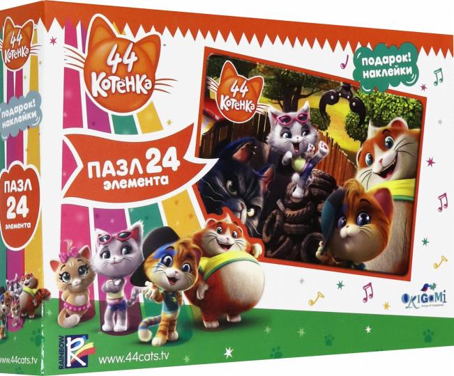 44 Котенка.Пазл. 24Эл.С друзьями. +наклейки.05162