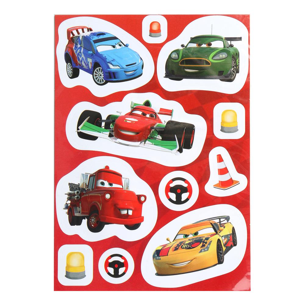 Наклейки бумажные, а5, тачки МУЛЬТИ АРТ в кор.500шт