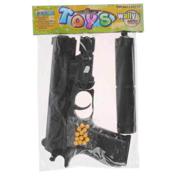 Пистолет (п) с лазером. прицелом, с глушителем, с пульками K2119 в упаковке. в кор.2*72шт