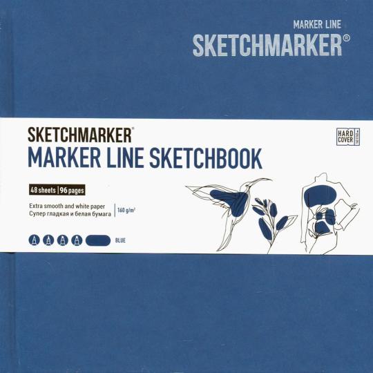 Скетчбук 48л, MARKER LINE 160г/м2 MLHSQ/BLUE
