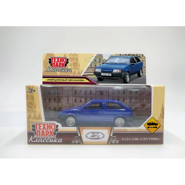 Машина металл LADA lada 2108 длина 10,5 см, инерц, синий, кор. Технопарк в кор.2*36шт