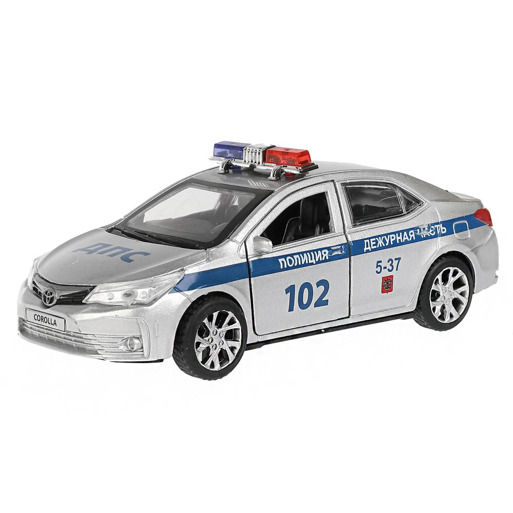 Машина металл TOYOTA COROLLA ПОЛИЦИЯ, длина 12см, открыв. двери, инерц. Технопарк в русс. кор.2*36шт