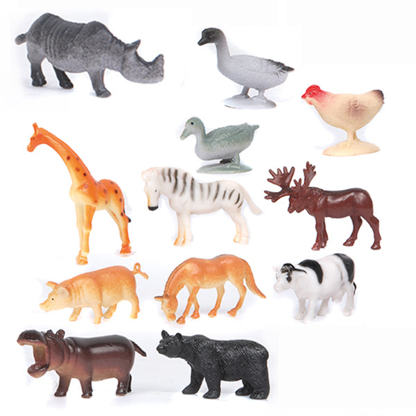 107606 НАБОР ИЗ 12-И ЖИВОТНЫХ "ИГРАЕМ ВМЕСТЕ" (6ДИКИХ+6ДОМАШНИХ) 5-6СМ В ПАК. С РУСС.ХЕДЕРОМ в кор.6*24наб