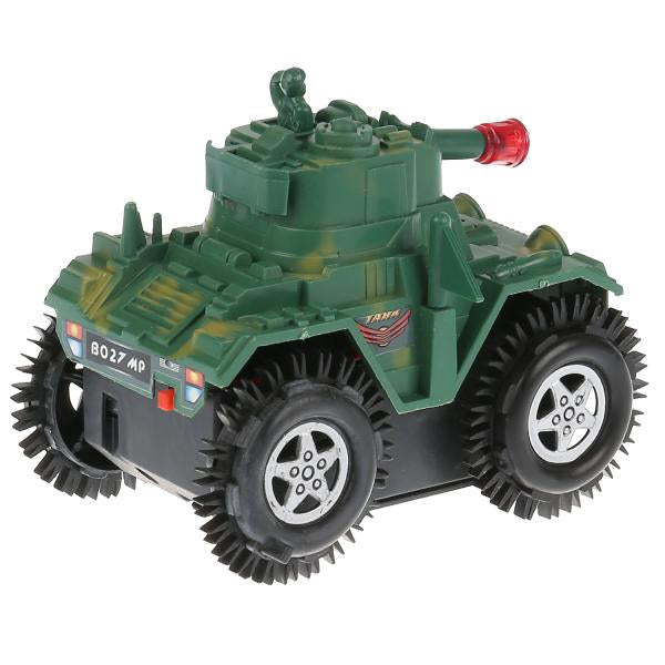 МАШИНА-ПЕРЕВЕРТЫШ "ИГРАЕМ ВМЕСТЕ" ТАНК НА БАТ. СО СВЕТОМ В РУСС. КОР. 11*8*9СМ в кор.2*96шт