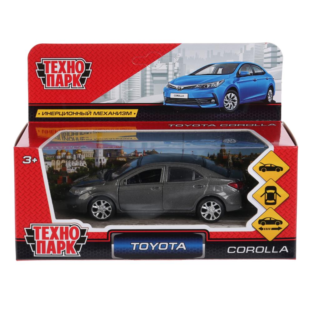 Машина металл TOYOTA COROLLA, длина 12 см, откр дв, багаж, инерц, серый в кор.Технопарк в кор.2*36шт