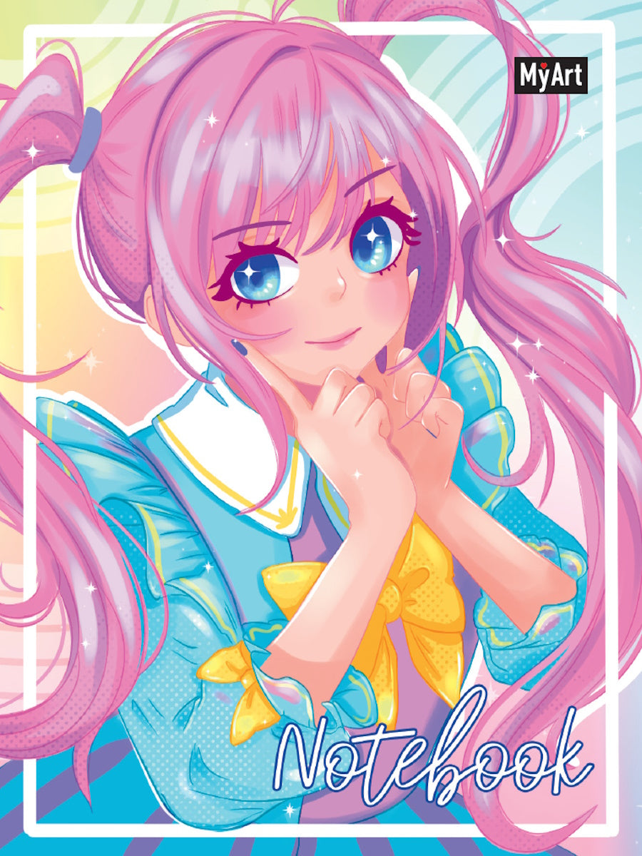 МойАрт. БЛОКНОТ в онлайне Яркие девочки Аниме. Девочка с розовыми волосами
