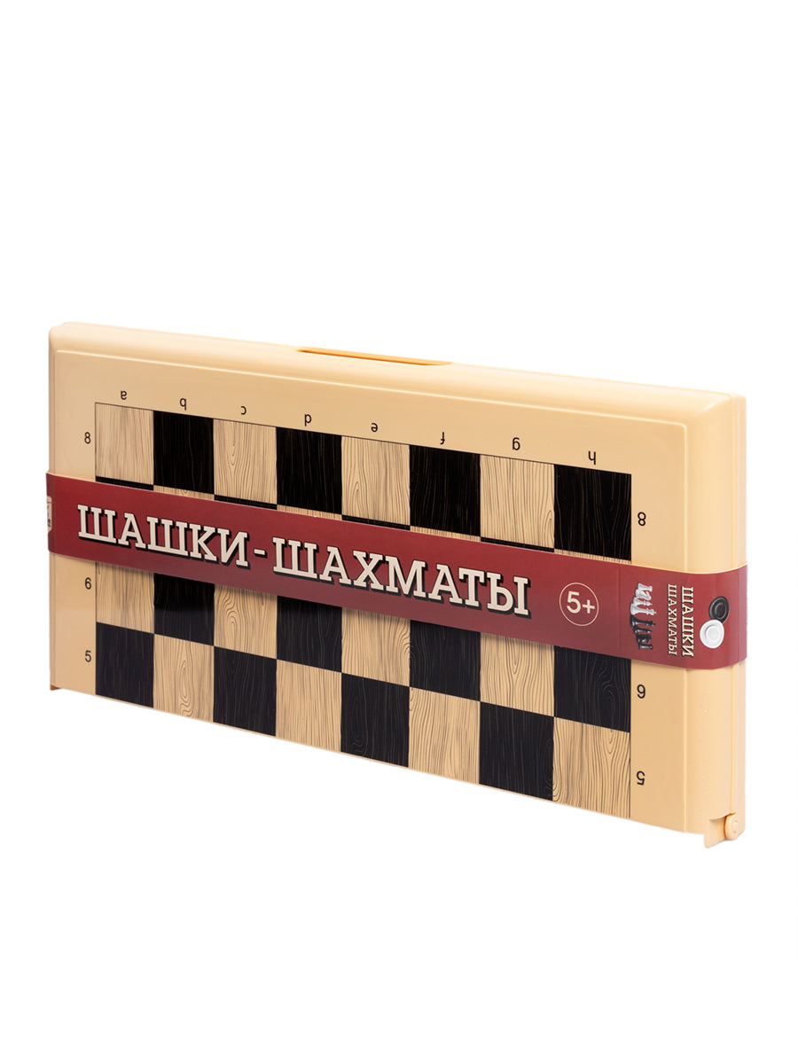 Игра настольная "Шашки-Шахматы" (бол, беж)
