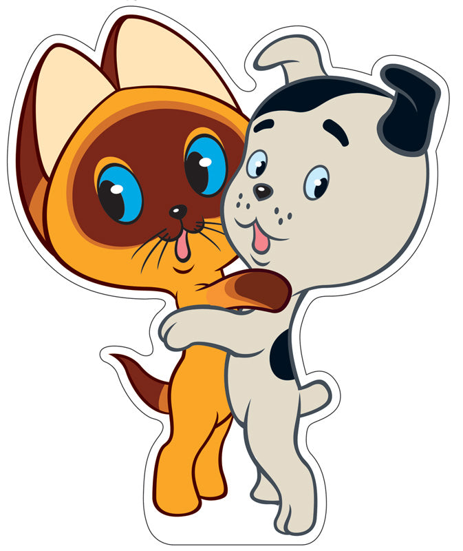 ФМ2-12619 Плакат вырубной А4. Котенок Гав и щенок из мультфильма Котенок по имени Гав (с блестками в лаке)