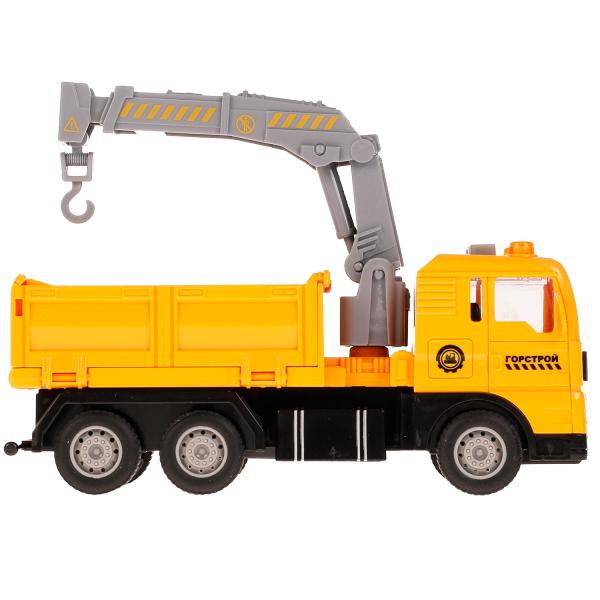 Машина пластик свет-звук амосвал КРАН, 15,5 см, баг., подв. дет., инер.,кор. Технопарк в кор.2*36шт