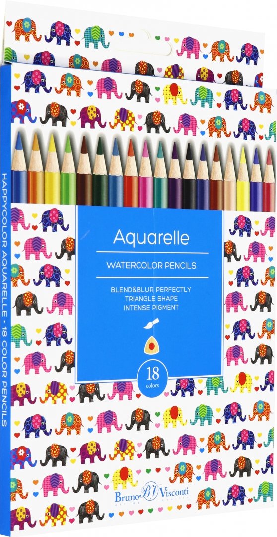 КАРАНДАШИ АКВАРЕЛЬНЫЕ "HappyColor", 18 цветов.