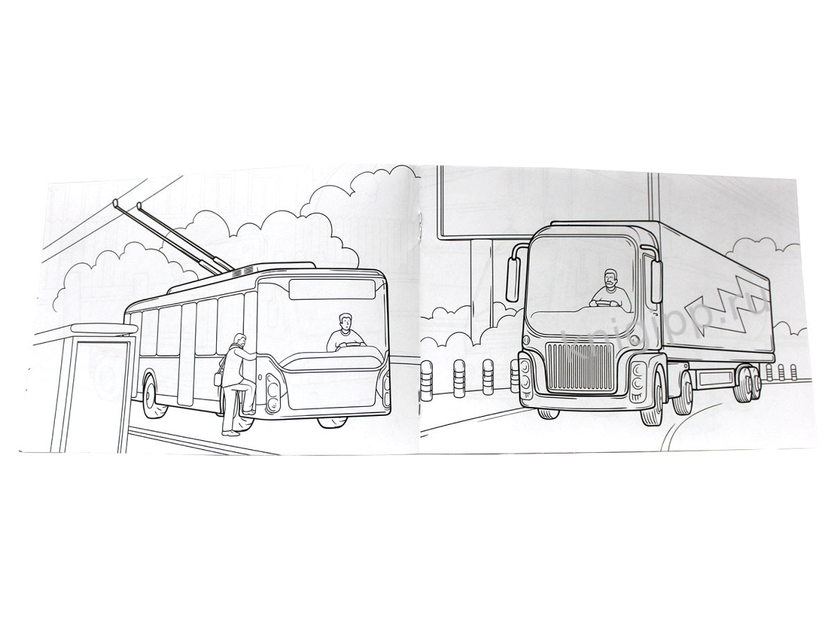 РАСКРАСКИ А5 эконом. альбомные. ТРАНСПОРТ (новая)